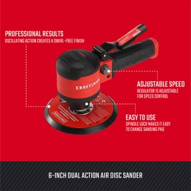 CRAFTSMAN 6-in Dual Action Sander, Swirl-Free Finish, Adjustable Speed Control, Durable Build, Ideal for Wood and Metal Projects