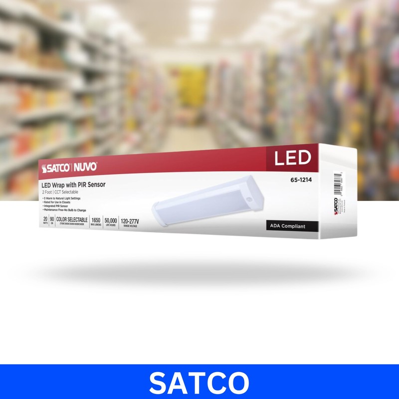 Satco 65-1214 2FT LED Ceiling Wrap Light with Motion Sensor,