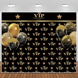 ChloropLastid VIP Photography Backdrop VIP Black Carpet Protagonist Portrai Photo Birthday Bridal Shower Supplies Event Backdrop for Star Stage Background Cine Film Show Props 10X8FT