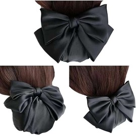 Women Hair Clip with Hair Net Hair Net Hair Net Hair Bow Hairnet Decorative Black