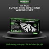SWANLAKE 19Pcs Super-Thin Open End Wrench Set with Rolling Pouch,