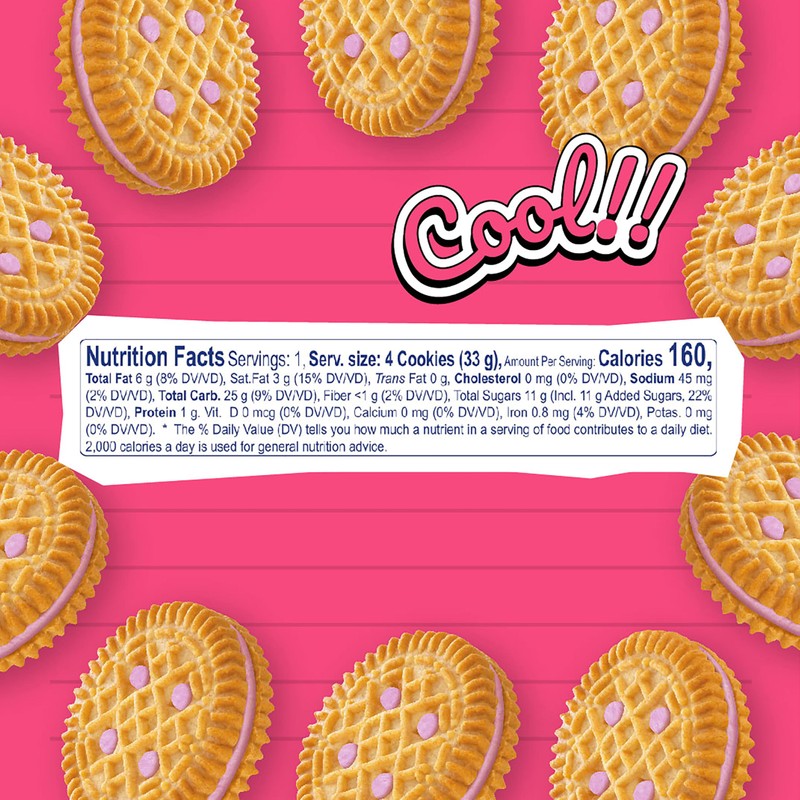 Colombina Brinky Strawberry Cream Cookies,12 Individual Packs, 4 Sandwich Cookies