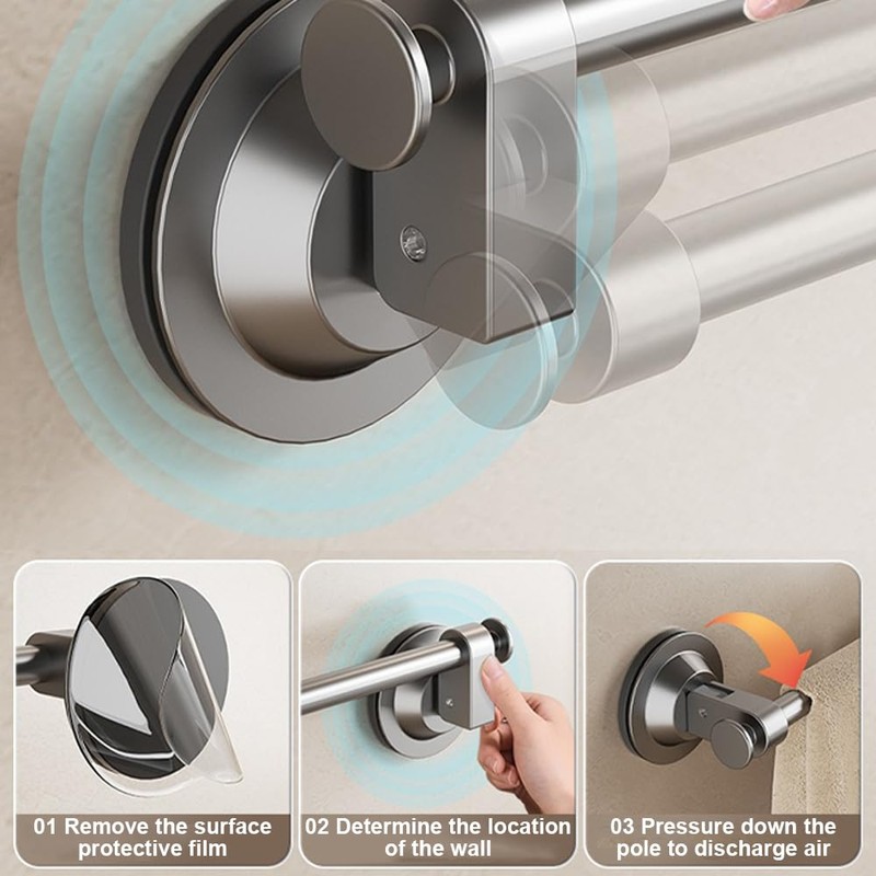 HHWRT Suction Hand Towel Bar, Powerful Suction Cup Towel Rack,