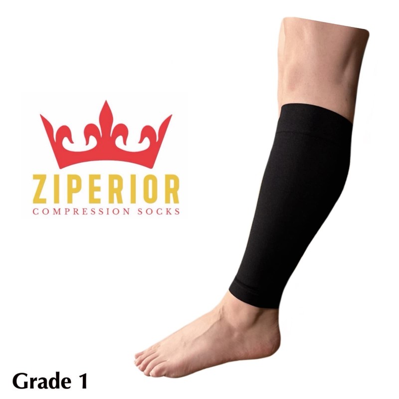 Ziperior 15-20 mmHg Compression Shin Calf No Foot Inside Leg