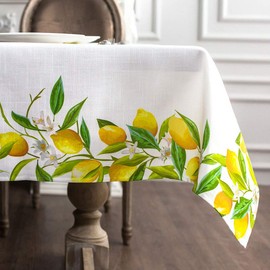 ARTABLE Mantel rectangular de primavera con estampado de flores y patrones florales clásico para pascua, pícnic, al aire última intervensión, hogar, día festivo (limón, 94 x 55 pulgadas (ectangular))