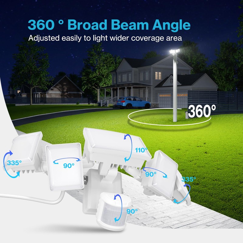 Olafus 130W Motion Sensor Outdoor Light Plug in, Motion Flood