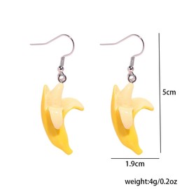 3D Peeled Banana Earrings Set Resin Simulation Banana Dangle Earrings Cute Banana Stud Imitate Lightweight Fruit Earrings- A