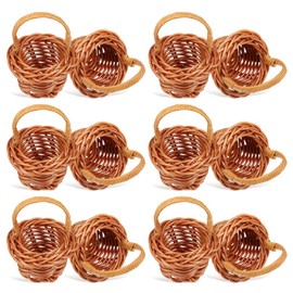 TOYANDONA 12pcs Mini Woven Baskets with Handles, Small Doll Picnic Baskets Miniature Flower Baskets for Party Favors Crafts Decor