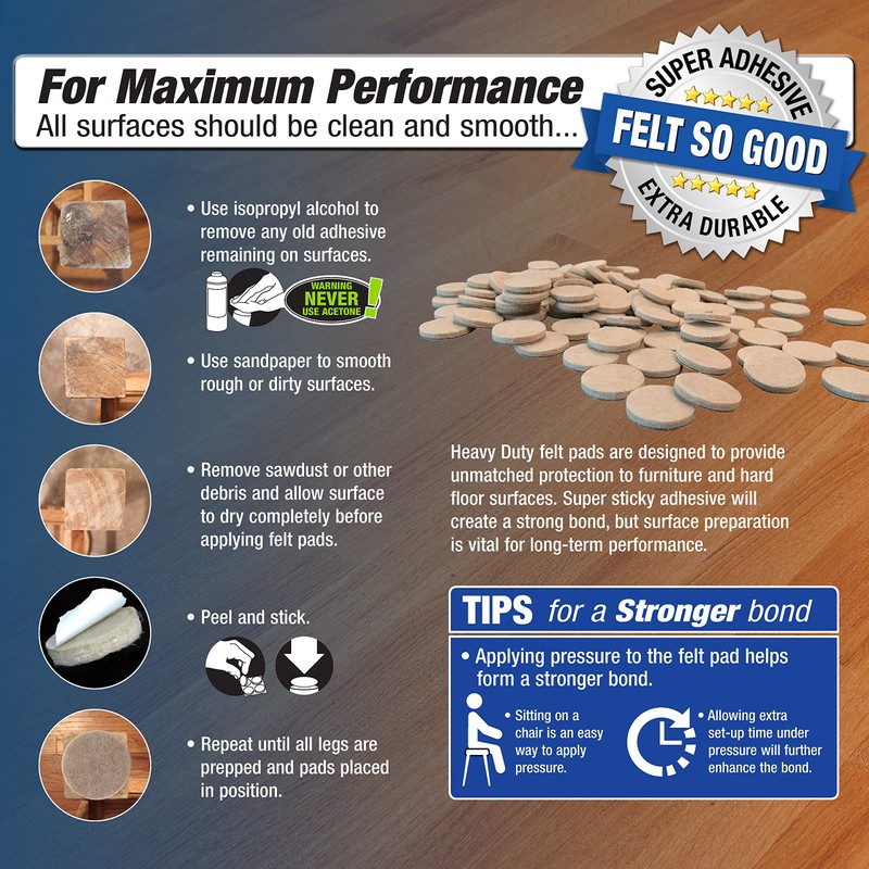 Felt So Good 8801E Self Adhesive Felt Furniture Pads, 1",