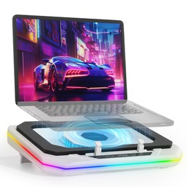 OImaster Gaming Laptop Cooling Pad with Powerful Turbofan (3500 RPM) RGB 12"-19" Laptop Cooler Stand 3 USB HUB Ergonomics Adjustable 2 Height for Office Notebook Laptop