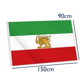 Old Iran Flag,3x5 FT Former Persia Iranian Flag,36x60 Inch Large Digitial Double-Printed Durable 150D Thick Polyester Decorations with 2 Brass Grommet