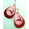 handcrafted CHRISTMAS DEER glitter red PU Leather dangle earring SP