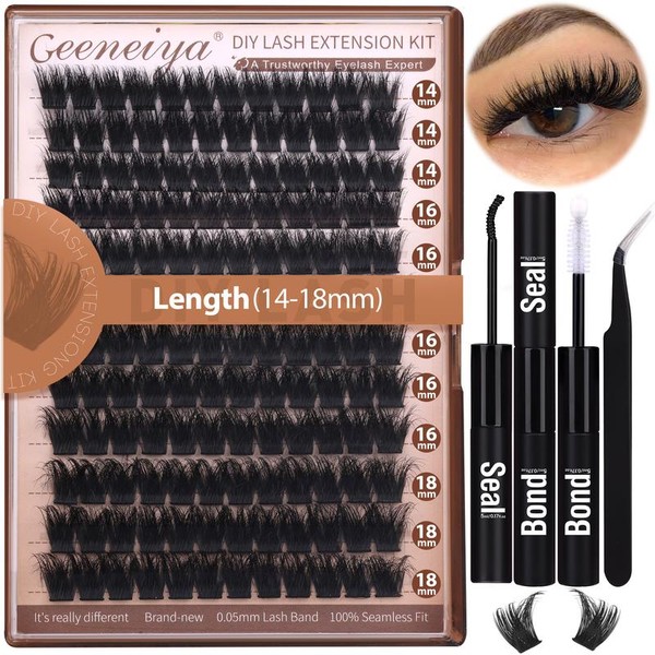 Geeneiya 200D Lash Extension Kit 12-20mm D Curl Thick Fluffy