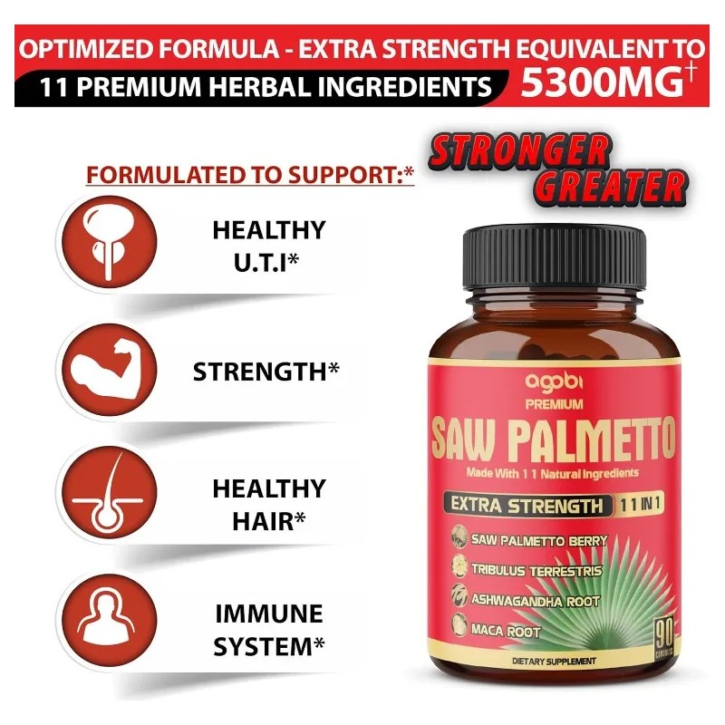 Saw Palmetto 11en1 5300mg Prostata Sana Energía 90 Americano Sabor
