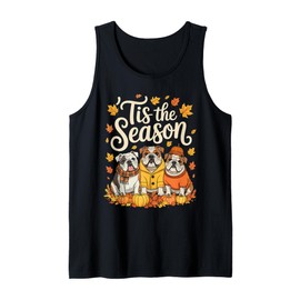 Tis The Season English Bulldog Fall Autumn Pumpkin Dog Tank Top