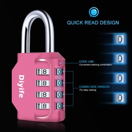 Diyife Combination Padlock, [2 Pack] 4 Digit Locker Lock Weatherproof Lock Outdoor Combination Lock for School Gym Locker,Toolbox, Fence, Hasp, Cabinet(Pink)