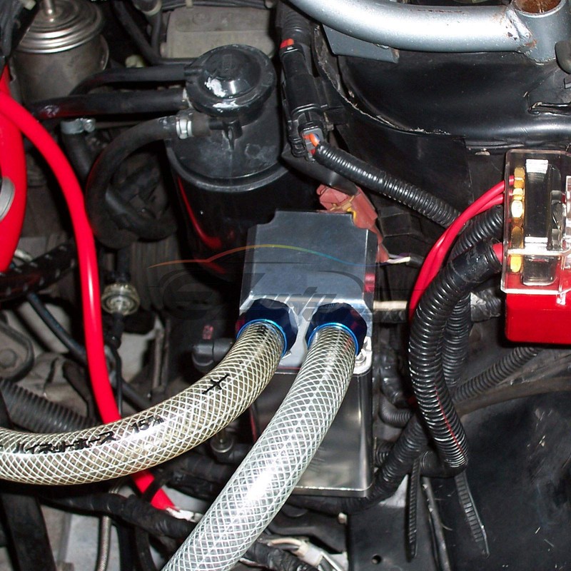 EZAUTO WRAP Blue Square Aluminum Engine Oil Catch Tank Can