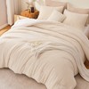 Andency Jacquard Fleece Twin Comforter Set, Reversible Soft Beige Fuzzy