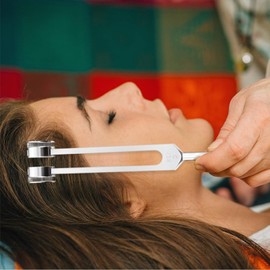 SHENGYIG Tuning Fork 128 Hz, 21.5 cm Tuning Fork Set, Adjustable Aluminium Alloy Tuning Fork Therapy, with Wooden Knob, Wrench and Cleaning Cloth, for Sound Therapy and Meditation