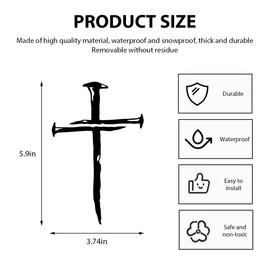 DXNQ Car Cross of Nails Sticker, Bumper Christian Sign Cross with Nails Decal, Removable Waterproof Sticker for Car Truck Window Motorcycle Helmet Laptop, Car Accessories (Black)
