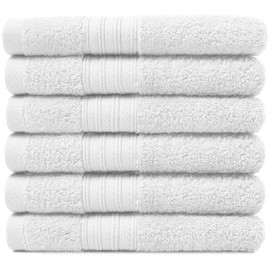 EDB Set of 6 Pack Guest Towels 100% Egyptian Cotton Quick Dry Highly Absorbent 600-GSM Super Soft Premium Hotel Quality 30 x 50 cm (White)