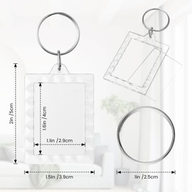 Junkin 150 Pack Clear Acrylic Photo Picture Keychain Blank Photo Insert Keyring DIY Personalize Favor for Family Friends(Rectangle with Lace Edge)