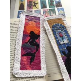 12 pieces Princess DIY Cotton Cross Stitch Bookmark,Cotton Edged Book Mark Classical Fairy Princess Counted Cross Stitch kit