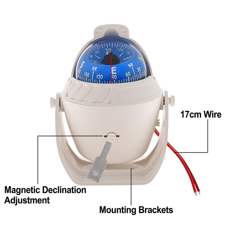 ITYAGUY Marine Compass for Boat LED Light Navigation Pivoting Electronic