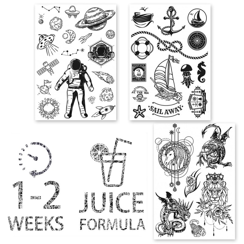 AWAKEN Temporary Fake Tattoos Juice Tattoo Semi Permanent Stickers Waterproof