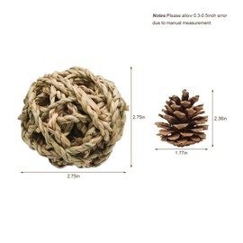 10 Pcs Small Animals Play Balls Rolling Activity Chew Toys Gnawing Treats for Rabbits Guinea Pigs Chinchilla Bunny Natural Balls, Pet Cage Entertainment Accessories(10Pcs)