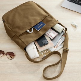 KALIDI FANCY FOREST Women's Tote Bag, Large Capacity, Shoulder Bag, Large 2-Way Shoulder Bag, Crossbody Crossbody Canvas Tote, Canvas Tote Bag, Lightweight, Plain, For School or Work, 3 Zipper Pockets