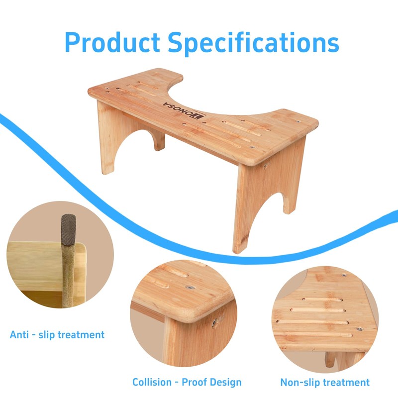 Bamboo Toilet Stool – Ergonomic, Eco-Friendly, Non-Slip Bathroom Stool for