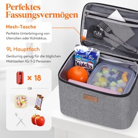Lifewit Cool Bag Small Insulated for Men Women Foldable Lunch Bag Insulated Bag Portable Cool Box for Men Women for Picnics Work Grey 9L