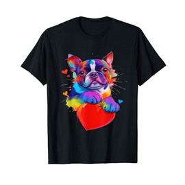 Boston Terrier Shirt - Colorful Boston Terrier Heart Graphic T-Shirt