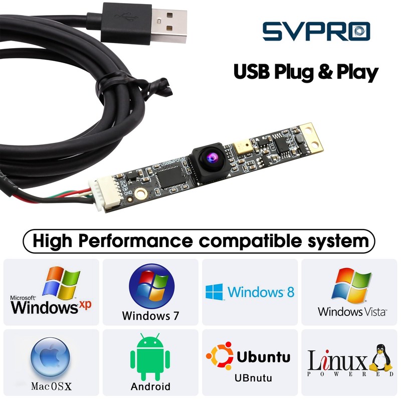 SVPRO 8MP USB Camera Module with Microphone, 102 Degree Wide