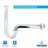 tecuro Wall Pipe with 90° Bend 300 mm Chrome-Plated Stainless