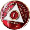 2 Year AA Medallion Metallic Red Tri-Plate Sobriety Chip