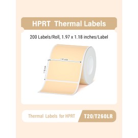 HPRT Thermal Labels for T20/T260LR Label Printer, 1.97" x 1.18"(50x30 mm) Waterproof Sticker Paper, Thermal Tape for HPRT T260LR Label Maker, 200 Labels/Roll - Kraft Brown