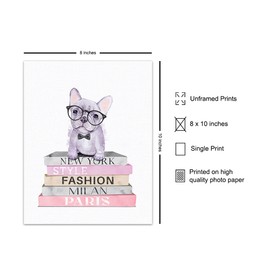 Glam Dog Wall Decor - French Bulldog Gift - Cute Puppy Wall Decor - Fashion design Wall Art - Dog Lover Gifts - Dog Wall Art - Designer Wall Decor - Glamour Haute couture Pink Wall Art