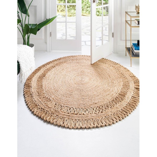 Unique Loom Braided Jute Collection Area Rug - Seema (6'