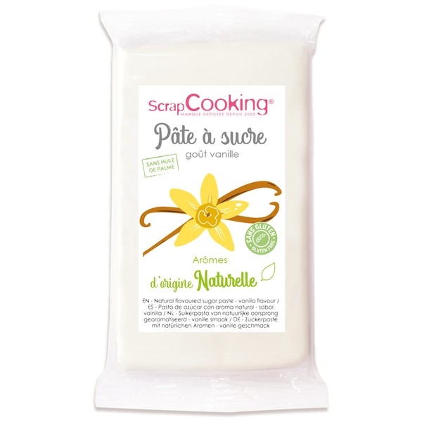ScrapCooking - Fondant Weiß 250g - Vanillegeschmack Aroma Natürlichen Ursprungs - Weiße Zuckerpaste Decke zum Verzieren von Kuchen, Torten, Cupcakes - Palmölfrei - Weiss - 7280