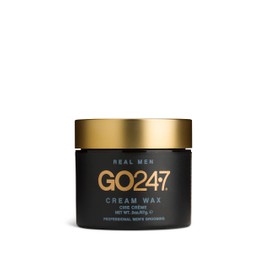 GO247 Cream Wax - Medium Hold, Natural Finish Styling Wax for Men - Defines & Controls with Lightweight Texture - Reactivates with Water - Ideal for Frizz-Free, Touch-Up Styles, 2 Oz