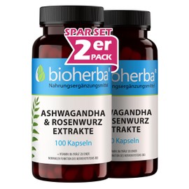 BIOHERBA Ashwagandha Rhodiola C 200 Kapseln von BIOHERBA | Pflanzlicher Komplex mit B-Vitaminen