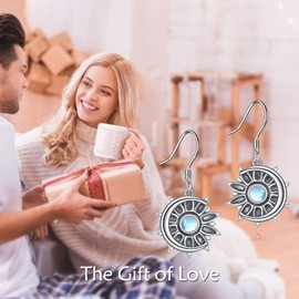 Moon and Star Earrings Sterling Silver Moon Earrings Dangling Star Studs Earrings Jewellery for Women Girls (Sun Earrings)