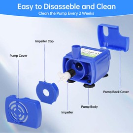 Cat Water Fountain Pump, Replacement Pump (No LED light) for Cupcake Ceramic Cat Drinking Fountain, Pet Fountain Pump for Water Dispenser, Ultra Quiet Cat Dog Drinking Fountain Pump