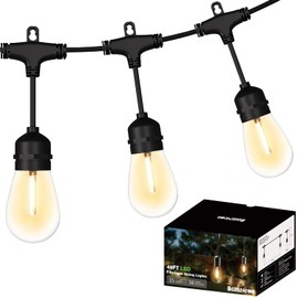 beatineon LED Outdoor String Lights 48Ft Patio Lights with 16 Shatterproof S14 Vintage Edison Bulbs,Waterproof Outdoor Lights for Holiday,Porch,Deck,Garden,Backyard,Balcony,2700K Dimmable