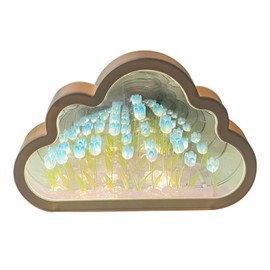 ZJRung Cloud Tulip Lamp Cloud Tulip Mirror Night Light Cloud Tulip Light Home Decor Romantic Bedside Lamp Home Decoration Birthday Gifts for Friends