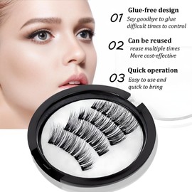 ZZJTPA Magnetic Eyelashes, 2 Pairs Natural Look Reusable Magnetic Eyelashes with Applicator, No Glue Required Magnetic Eyelashes, Easy to Wear and Remove