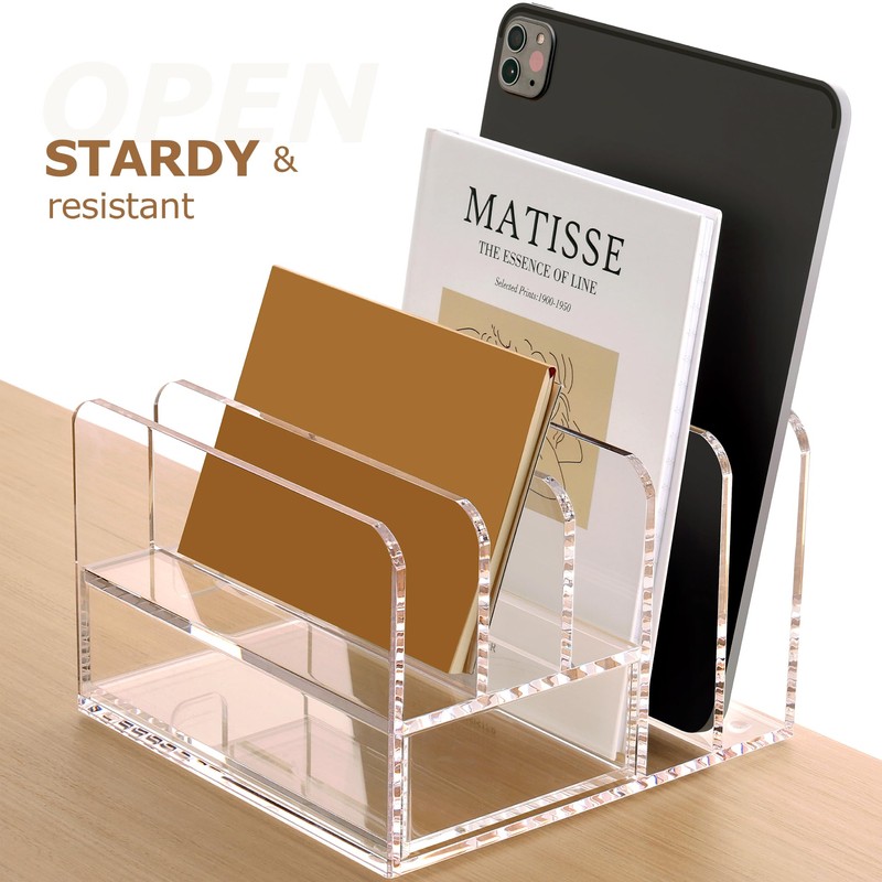 SANRUI Acrylic Mail Sorter Desktop Organizer Holder with Drawer, 5