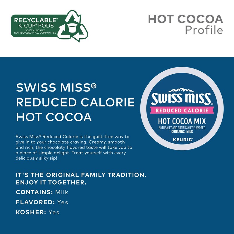 Swiss Miss Reduced Calorie Hot Cocoa, Keurig Single Serve K-Cup